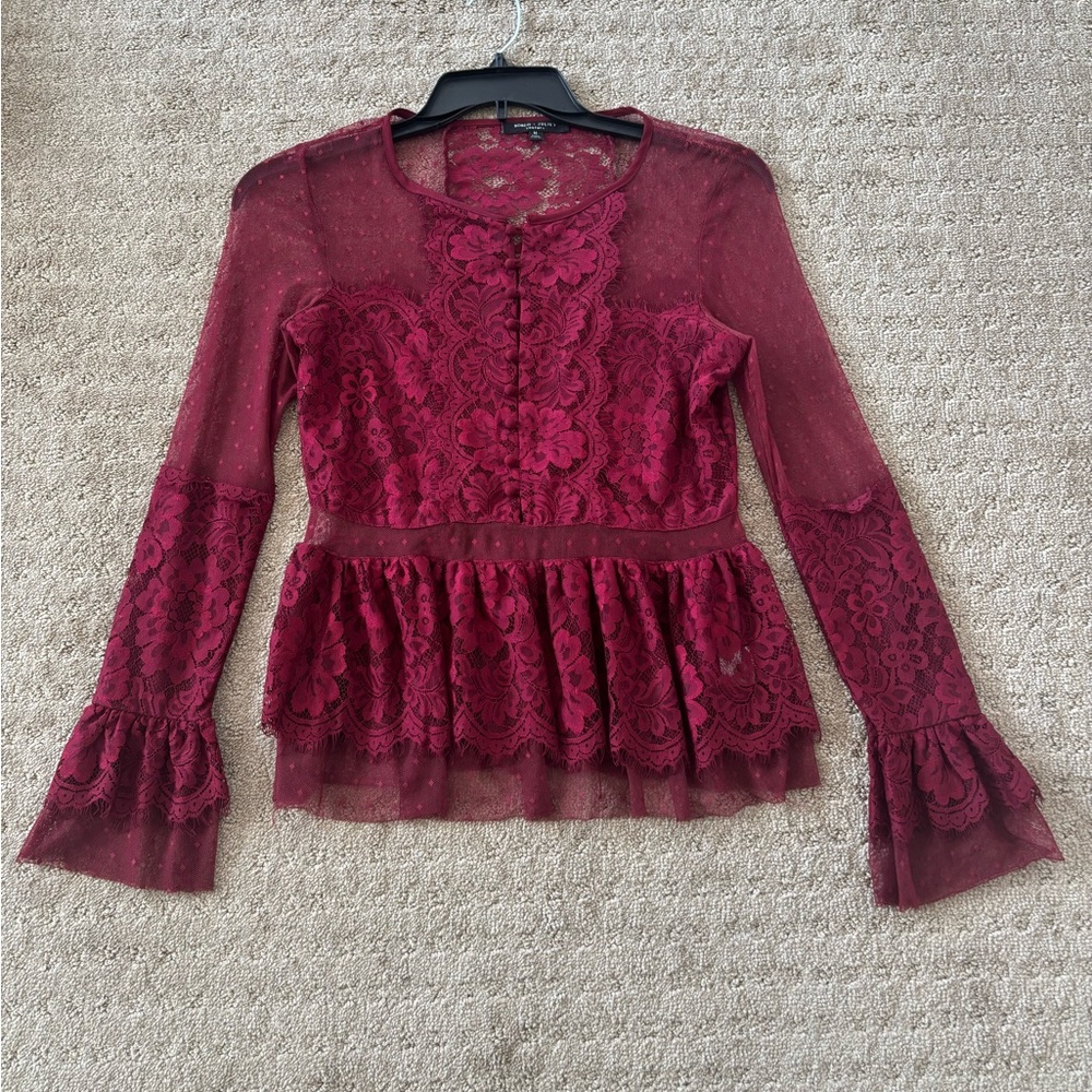Couture Lace Burgundy Top